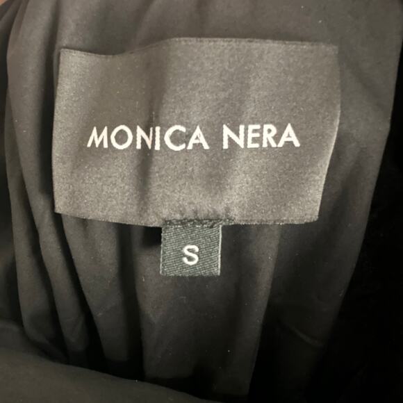 Monica Nera Demi Black Midi A-line Eco-cotton Cocktail Dress Wedding Guest Small - Picture 5 of 15